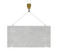 Rendering of concrete slab hanging on hook with two ropes Royalty Free Stock Photo