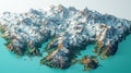 A rendering of a 3D height map of Switzerland on a white background featuring shaded relief Royalty Free Stock Photo