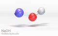 NaOH sodium hydroxide. Molecule with sodium, oxygen and hydrogen atoms. 3d rendering Royalty Free Stock Photo