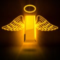 Rendering of a dead gold bar with wings and ring Royalty Free Stock Photo