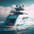 a rendering of the explorer yacht in the ocean. Generative AI