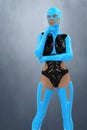 Rendering of a female cybernetic robot isolated