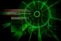 rendering of a futuristic cyber background target with laser light effect