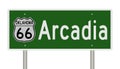 Road sign for Arcadia Oklahoma on Route 66