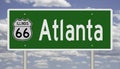 Road sign for Atlanta Illinois on Route 66