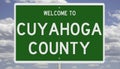 Road sign for Cuyahoga County