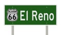 Road sign for El Reno Oklahoma on Route 66
