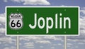 Road sign for Joplin Missouri on Route 66