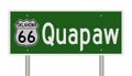Road sign for Quapaw Oklahoma on Route 66