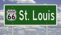 Road sign for St. Louis Missouri on Route 66