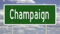 Highway sign for Champaign Illinois