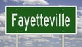 Highway sign for Fayetteville North Carolina