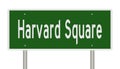 Highway sign for Harvard Square in Cambridge Massachusetts