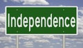 Highway sign for Independence Missouri