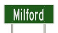 Highway sign for Milford New Hampshire