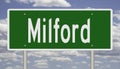 Highway sign for Milford New Hampshire