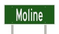 Highway sign for Moline Illinois