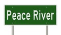 Highway sign for Peace River Alberta Canada