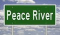 Highway sign for Peace River Alberta Canada