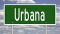 Highway sign for Urbana Illinois Royalty Free Stock Photo