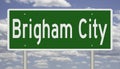 Highway sign for Brigham City Utah Royalty Free Stock Photo