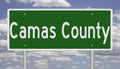 Highway sign for Camas County in Idaho