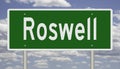 Highway sign for Roswell New Mexico