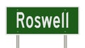 Highway sign for Roswell New Mexico