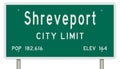 Shreveport road sign showing population and elevation