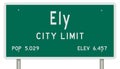 Ely road sign showing population and elevation