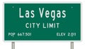 Las Vegas road sign showing population and elevation