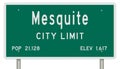 Mesquite road sign showing population and elevation