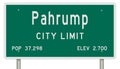 Pahrump road sign showing population and elevation