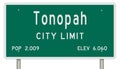 Tonopah road sign showing population and elevation
