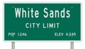 White Sands road sign showing population and elevation