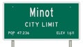 Minot road sign showing population and elevation