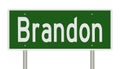 Highway sign for Brandon Manitoba