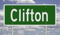 Highway sign for Clifton