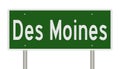 Highway sign for Des Moines