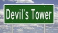 Highway sign for Devil`s Tower Wyoming Royalty Free Stock Photo