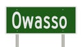 Highway sign for Owasso Royalty Free Stock Photo