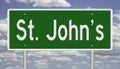 Highway sign for St. John`s Newfoundland