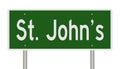 Highway sign for St. John`s Newfoundland