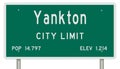 Yankton road sign showing population and elevation