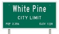 White Pine Tennessee road sign showing population and elevation