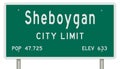 Rendering of a green Wisconsin highway sign with city information