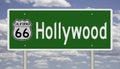 Road sign for Hollywood California on Route 66