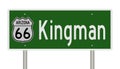 Road sign for Route 66 town of Kingman Arizona