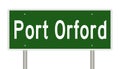 Road sign for Port Orford Oregon