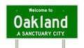 Rendering of highway sign for sanctuary city Oakland